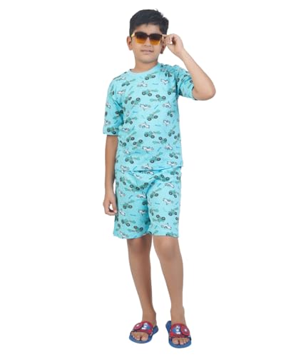 Image of T2F Boys Cotton Printed DropShoulder Fit T-Shirt and Shorts Clothing Set (Pack of 3)