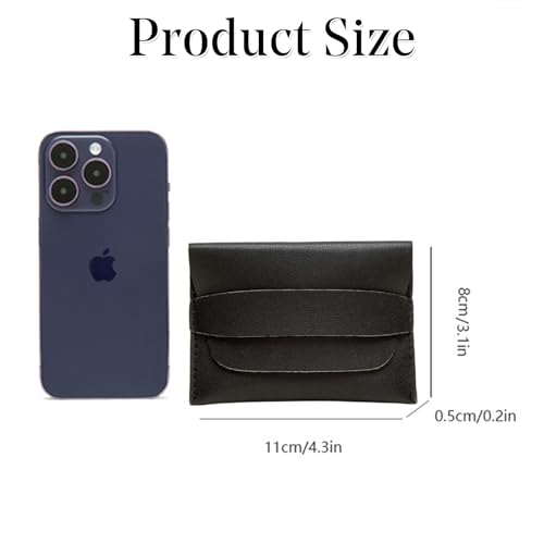 Image of Men's Minimalist Loop Wallet, Genuine Leather Slim Card Holder, Black, Modern Slim Design, Quick‑Access Card Compartments, Flap Closure, Lightweight for Daily Use