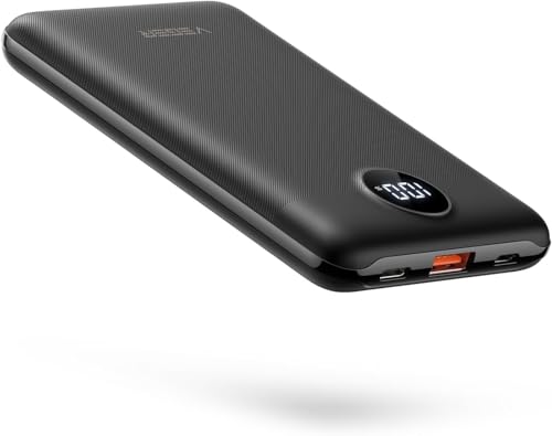 VEGER External Battery 10000 mAh Quick Charge, 22.5 W Mini Portable Charger USB C Input & Output Powerbank with LED Display, PD3.0 QC4.0 Phone Power Bank Compatible with iPhone 16/15/14/13/12, Huawei
