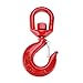 NORJIN 3T Swivel Hook, Grade 80 Crane Swivel Hook with Latch Forged Alloy Steel Swivel Eye Hook for Industry, Ship, Building, 6600lbs Working Load Limit