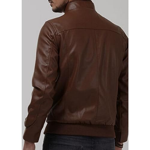 Chaqueta de cuero para hombre estilo motociclista miniatura 2