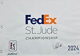 VIKTOR HOVLAND SIGNED 2024 FEDEX ST. JUDE CHAMPIONSHIP GOLF PIN FLAG MASTERS AUTOGRAPH BECKETT AUTHENTICATION J742
