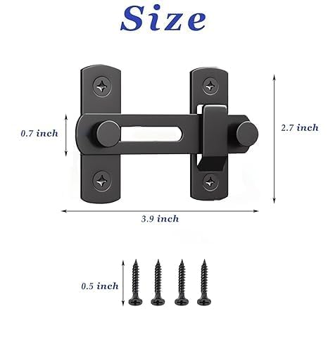 SKDBPM Heavy-Duty Sliding Door Lock, Black Stainless Steel Clamshell Latch, Indoor Outdoor Barn Gate Security Hardware(Pack of 1) 3