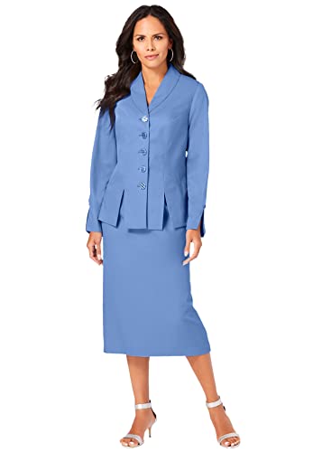 Roaman's Women's Plus Size Two-Piece Skirt Suit With Shawl-Collar Jacket - 26 W, French Blue #TOP13