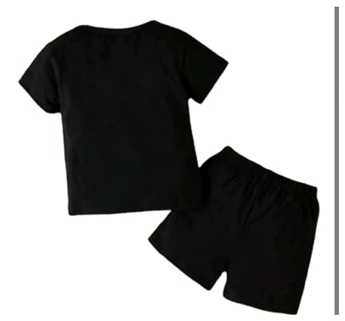 Image of 'Mom+Dad' - 'Smile' - 'D7' Text Printed Cotton Baby Black Clothing Sets /Tshirt-Shorts 3 different designs (Boys /Girls Born Baby to 6 Years)