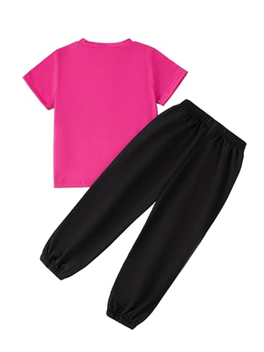 Image of Toddler Girl 2PC Summer Clothing Letter Graphic Print T-shirt Top and Jogger Pants Clothes Set