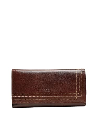 teakwood leathers Teakwood Genuine Leather Premium Women Solid Three Fold Wallet for Women (Brown)-picture-46