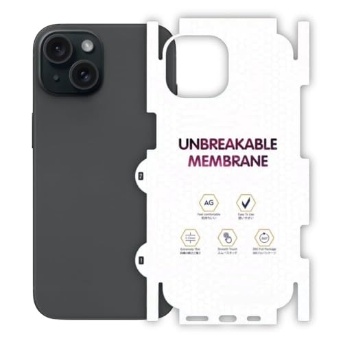 Image of MACLEN Matte Finish Full Body Cover Back Protector Compatible with iPhone 15 | Unbreakable Membrane Scratch Guard Full Fit Protective, Case Friendly, (Back & Side) (Pack of 1)