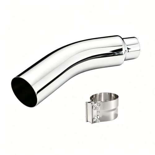 Universal 4 to 6 Inch Exhaust Elbow with Clamp Chrome & Black Spraying Diesel Exhaust Tip for Trucks and Cars