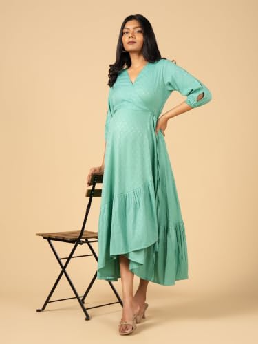 Image of The Mom Store Maternity and Nursing Wrap Dress for New Mom | Pre and Post Pregnancy Wear for Womens | Trendy Stylish Printed Friendly Dresses for Women | Comfortable