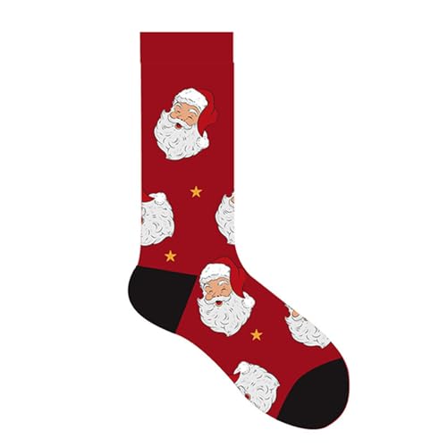 Generisch 2025 Medias navideñas Calcetines festivos Altos Papá Noel Muñeco de Nieve Medias de Árbol de Navidad - Calcetines de Invierno, rojo, Talla única