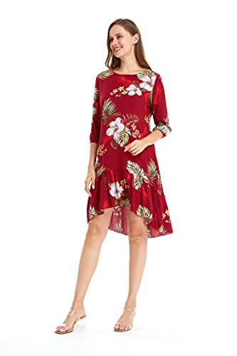 Image of Matchable Family Hawaiian Luau Men Women Girl Boy Clothes in Pineapple Garden Burgundy