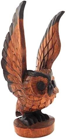 Brave Wings Hand Carved Wooden - Flying Owl - Wood Ornament Sculpture Figurine Statue Unique Table Decoration Home Decor Gift for Christmas - 4918