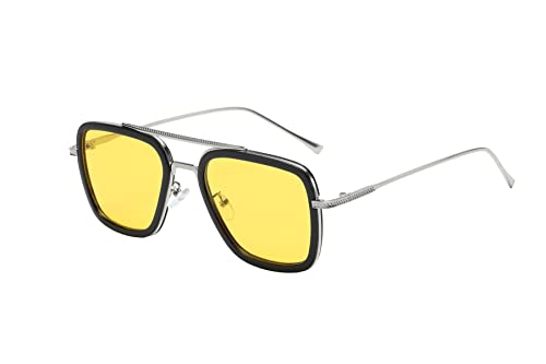 OWL Tony Stark Square Aviator Sunglasses Metal Frame Iron Man Vintage Glasses Spider Man Eyeglasses for Men