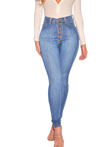 JIER Jeans Skinny en Denim Taille Haute pour Femmes Pantalon Slim Stretch Longueur du Mollet Jeans...