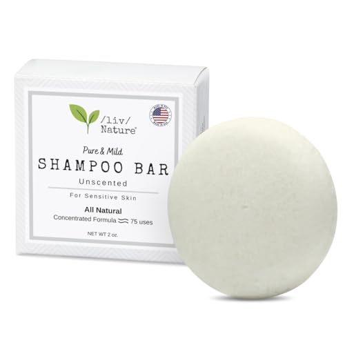 /liv/ Nature Unscented Shampoo Bar | Hypoallergenic | Fragrance Free | Ultra Gentle, Safe for Sensitive Skin, Psoriasis | Made in USA | Eco Friendly | Travel Essential (1-pack)
