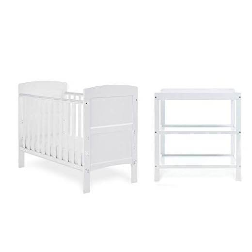 Obaby Grace Mini Cot Bed, White 37 Obaby Grace Mini 2 Piece Room Set - White. Includes Grace Mini Cot Bed & Open Changing Unit