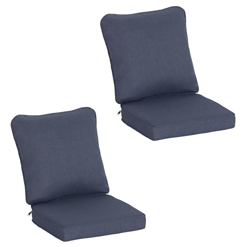 COZYVIDA Outdoor Deep Seat Cushion Set of 2,20.5" x 21.5" Patio Cushions Resilient Foam Filling, Water-Resistant Stain-Resistant UV-Resistant 1000+ Hrs, Weather Resistant,YKK Zippers,Sky