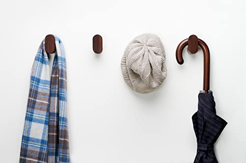 Greenside Crafts Natural Wooden Wall Hooks-Pack Of 4-Dark Walnut Wood Coat Hooks-Wall Mounted Modern Small Wood Hook-Decorative Rustic Pegs For Hanging-Hat Hanger-Bathroom Towel Peg-Robe Rack. #TOP7