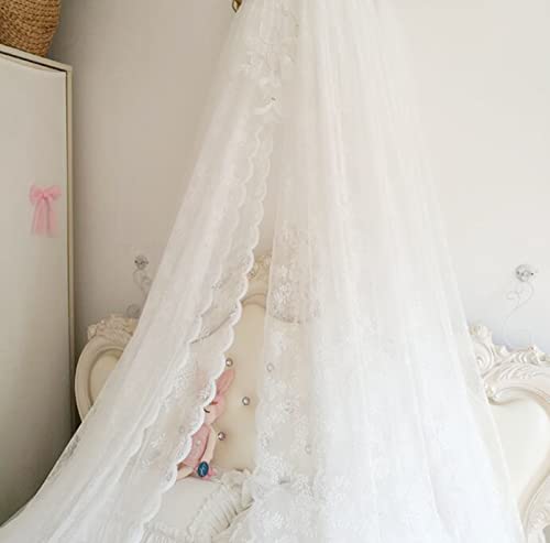 Toldo de cama matrimonial rosa con dosel de encaje y corona de metal 5