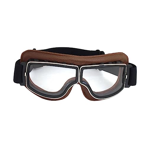 BESPORTBLE Riding for Skiing Snowboarding and Motorcycling -fog Lenses Elastic Band Comfortable High-density Sponge Brown Frame Transparent Lens