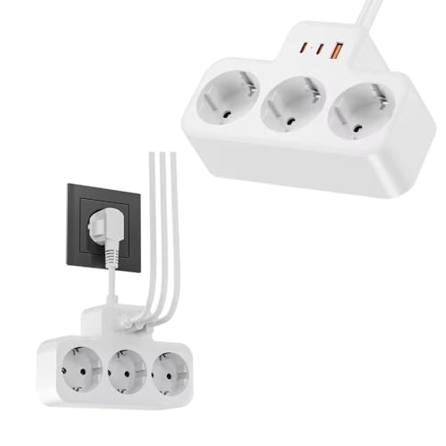 GüncelÇarşı Yüksek Voltaj Korumalı Priz, Duvar Tipi Kısa Kablolu Priz Çoğaltıcı, 3x Soket, 2x Type-C, 1x Usb, 16A, 3680W, 1050 Joule, Çocuk Korumalı, Isıya Dayanıklı Yapı (Beyaz)
