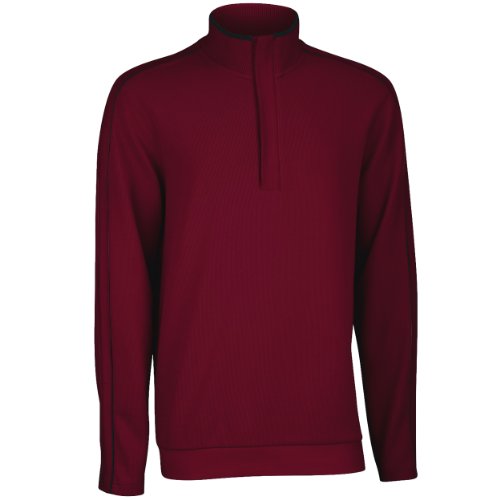 Ashworth Men's French Rib Solid Pullover Sweater, Burgundy Red/Ash Medium