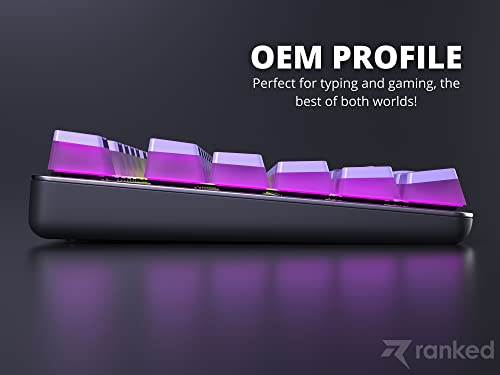 Image of Ranked Pudding PBT Keycaps | 112 Double Shot Translucent ANSI US & ISO Layout | OEM Profile for RGB Mechanical Gaming Keyboard (Lavender)