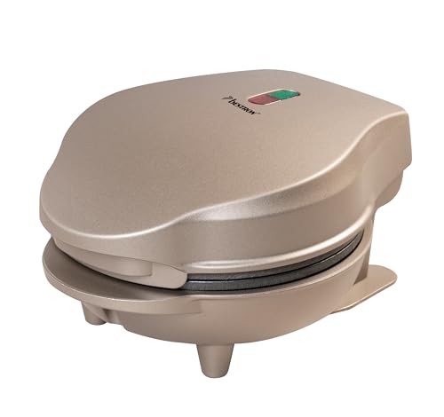 Bestron Mini-Waffeleisen für klassische Waffeln, kleiner Waffelmaker mit Antihaftbeschichtung, für Kindergeburtstage, Familienfeiern, Ostern oder Weihnachten, Satin Collection, Farbe: Hellbeige