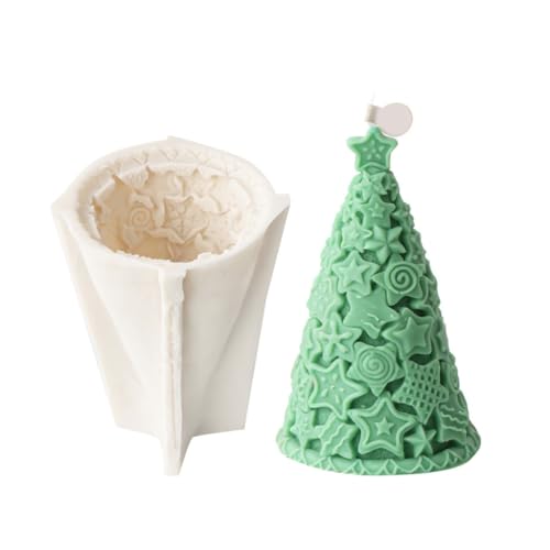 El Mejor Listado de Molde pino navideño Top 10. 43 Moldes para velas de cono de pino, moldes de silicona para árbol de Navidad, moldes de resina epoxi hechos a mano para velas perfumadas, manualidades de resina