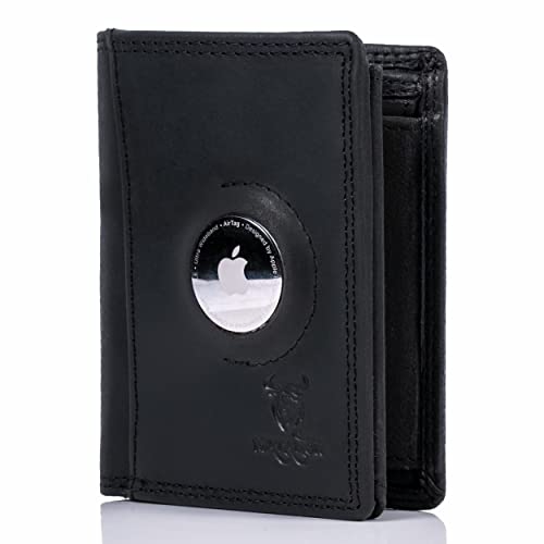 Portefeuille en cuir véritable MATADOR élégant et luxueux avec fente intégrée pour Apple Airtag