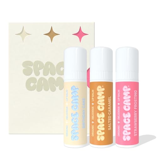 Space Camp Wellness Jumbo Lip Balm (Birthday 3 Pack (Birthday Cake Salted Caramel Strawberry Frosting))