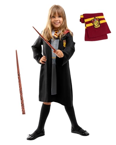 Funidelia | Fantasia de Hermione Granger com acessórios para menina Gryffindor & Magos - disfarce infantil e acessórios divertidos para festas, carnaval e Halloween - tamanho 10-12 anos