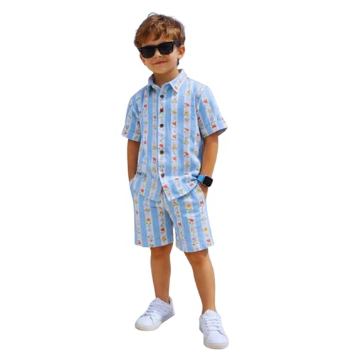 Image of superminis Boys Coordinated Set With Printed Rayon /Cotton Shirt and Shorts