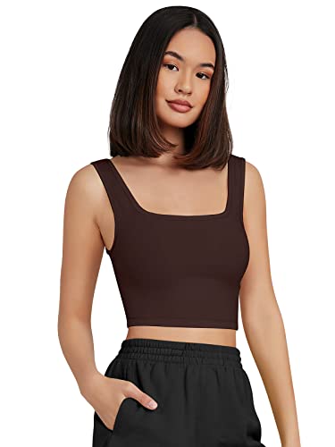 Image of Women's & Girls' Solid Polyester Rib-Knit Square Neck Tank Tops