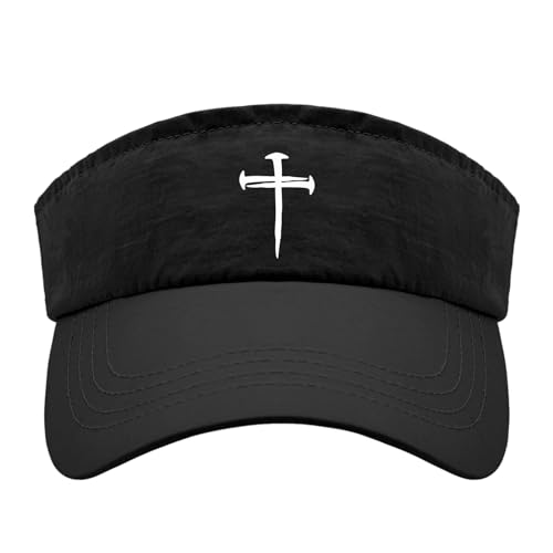 Generic Cross Nails Caps Sun Visor Hat for Adult Running Cap Retro Visor, One Size-Medium, Allblack