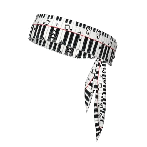 Boys Girls Black And White Piano Keys Musical Notes Art Sports Sweat Band Multi Style Lovely Head Ribbon Headdress for Sports Athletic Spa