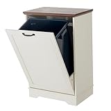 TDLEAYYD 13 Gallons Tilt Out Trash Cabinet, Hidden Trash Can Cabinet Wooden Tilt Out Pet Proof Hidden Trash Bin Cabinet for Kitchen Living Room (White)