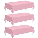 Childom 3 Pack Pink Plastic Tablecloth for Rectangle Tables 54' x 108' Pink Disposable Table Cloth for Mothers Day Decorations,Plastic Table Cover for Birthday Graduation Party Christmas Anniversary