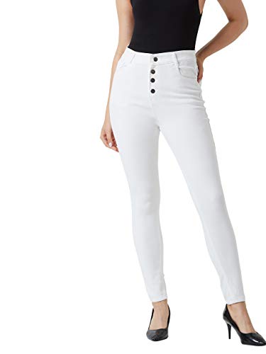 Miss Chase Women's Denim Skinny Fit High Rise Jeans(MCSS19DEN08-41-82-34,White,34)