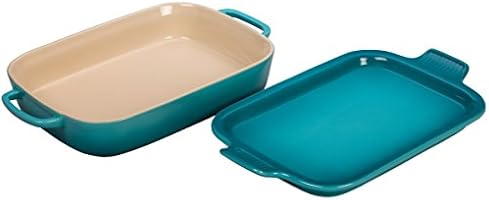 Le Creuset Stoneware Rectangular Dish with Platter Lid, 14 3/4"x9"x2 1/2" (2.75 qt.), Caribbean