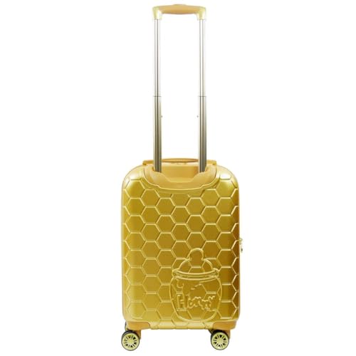 FUL Disney Winnie the Pooh 22 Inch Carry On Luggage, Honeycomb Molded Hardshell Rolling Suitcase with Spinner Wheels, Gold3