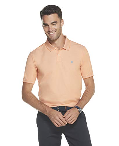 IZOD Men's Advantage Performance Short Sleeve Heather Polo, Autumn Sunset, Large
