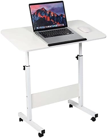 Reversible Table Height Adjustable Home Office Desk Portable Laptop Desk Suitable for Bedroom Bedside Office Living Room Sofa Mobile Small Space Portable Desk Furniture Size 15.7 * 31.5 Inches, White