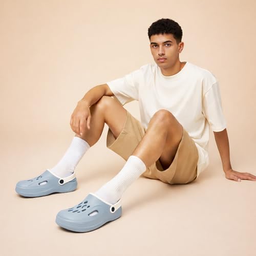 Image of Classic EVA Sports Clogs for Men & Women | Casual Lightweight Breathable Waterproof Anti-Skid Slip-On Clogs with Adjustable Back Strap | Comfortable Garden Walking Clogs Footwear | TCG-6004