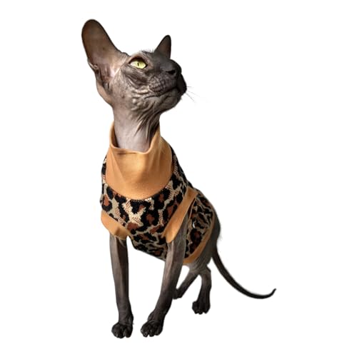 Kotomoda Cat's Cozy Comfort for Hairless Beauties: Winter Turtleneck Panther tobacco for Sphynx and Naked Cats (X-Small) - Image 4
