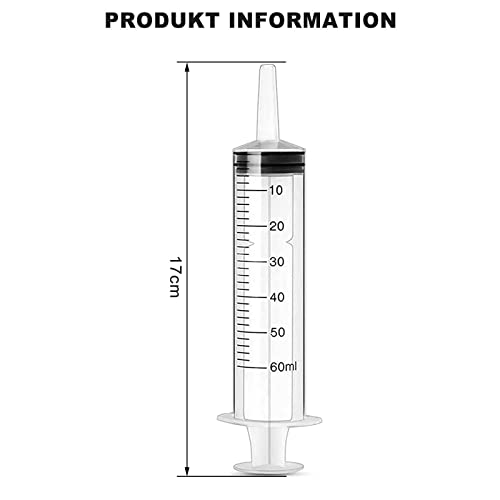 2 pezzi Siringa 60 ml Siringa di Plastica Siringhe Applicatore Riutilizzabile per laboratori scientifici irrigazione giardino industria