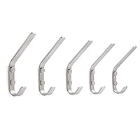 WEBI Coat Hook Wall Mounted - Heavy Duty Stainless Steel 304 Dual Wall Hook Rack – Double Prong Robe Hooks for Bathroom Kitchen Office Entryway Closet,Single Hook,5 Packs