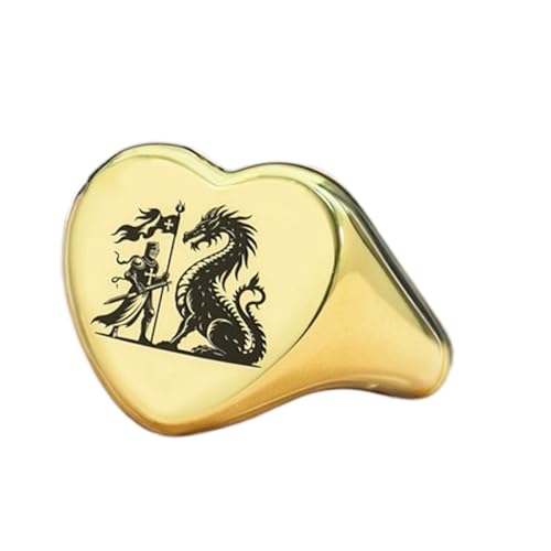 Bague chevalière cœur argent sterling 925 plaqué or hypoallergénique vintage