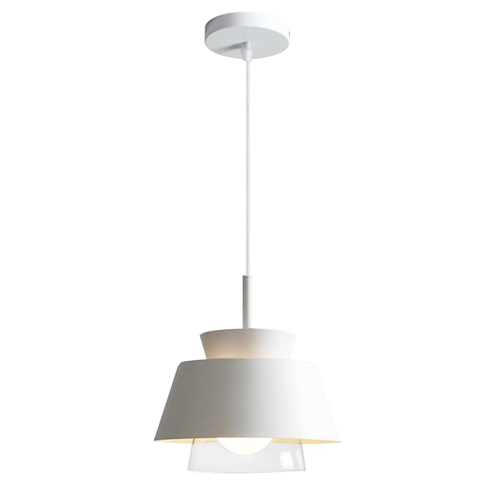 GUOGUOSM Height Adjustable Hanging Light, American Industrial Style Pendant Lamp, E26 Screw Metal Glass Chandelier, Bedroom Kitchen Island Balcony Decorative Lighting Fixtures